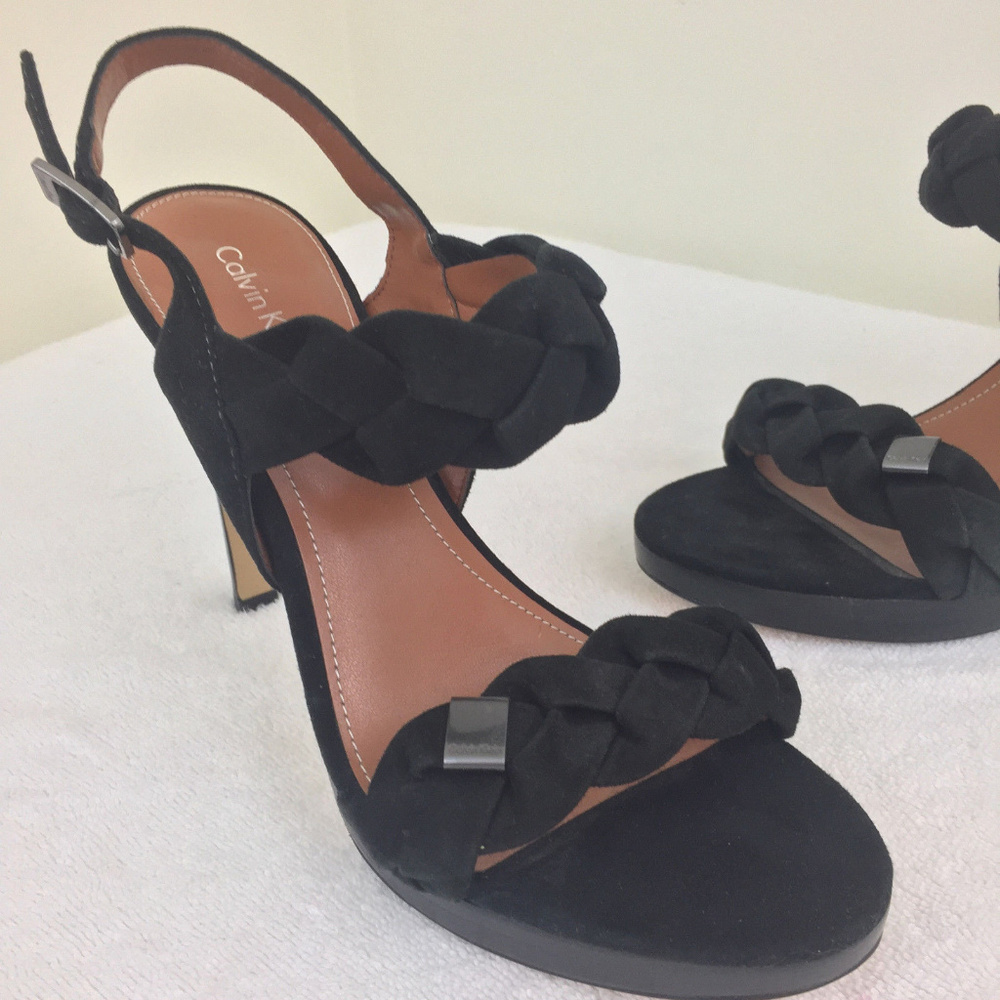 CALVIN KLEIN 5" Licia Leather Platform Sandal Heel